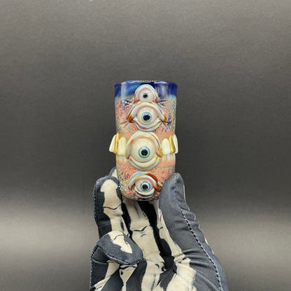 Hand-blown Too many teeth shot glass - Leviathan Glass original