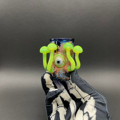 Hand-blown Green slime mushroom shot glass - Leviathan Glass original
