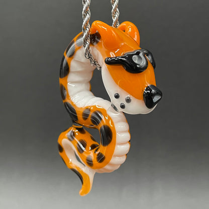Slithering Chester Cheetah glass pendant