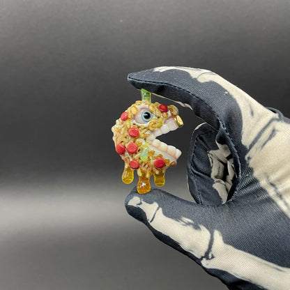 Hand-blown Pizza fiend pendant - Leviathan Glass original