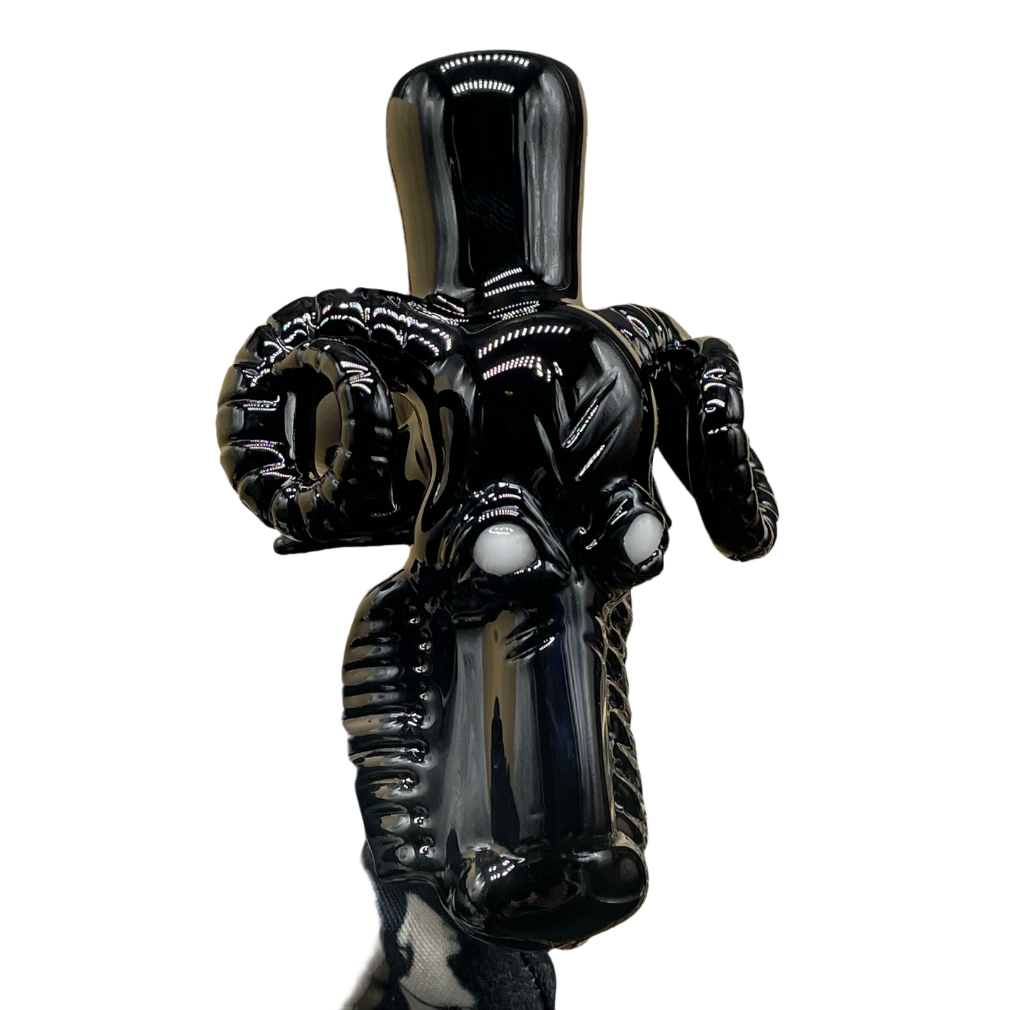 Hand-blown glass 14mm black Philip ash catcher by Leviathan Glass