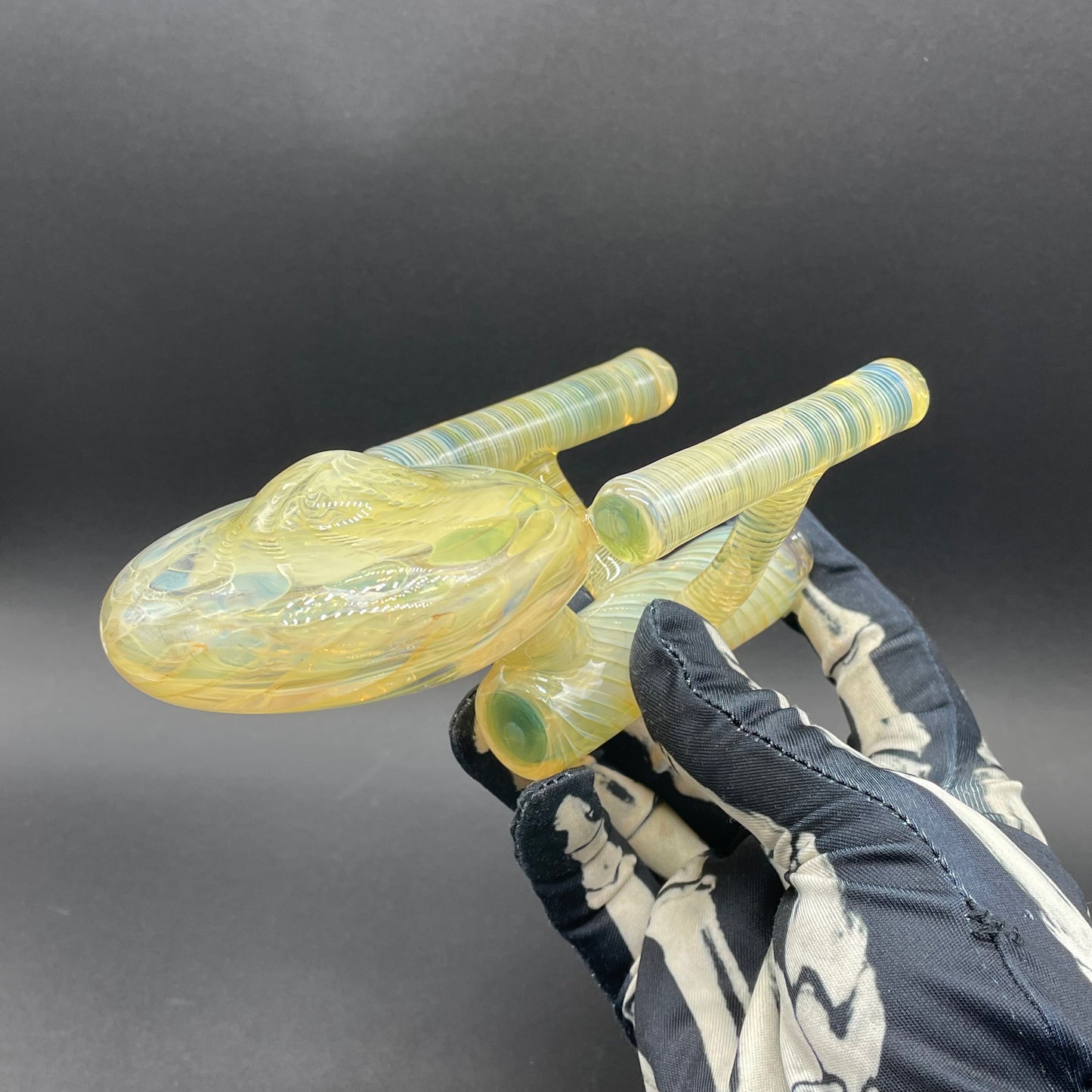 Hand-blown glass Star Trek Enterprise by Leviathan Glass