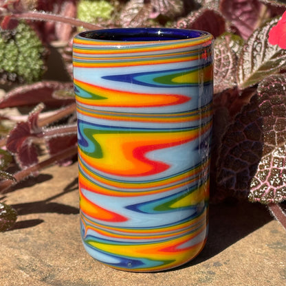 rainbow wig wag shot glass by Leviathan Glass - artisan detail
