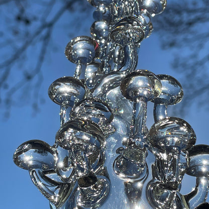 TALL CLEAR GLASS MUSHROOM SCULPTURE craftsmanship - artisan glass work