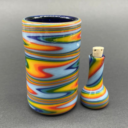 Hand-blown rainbow wig wag shot glass - Leviathan Glass original