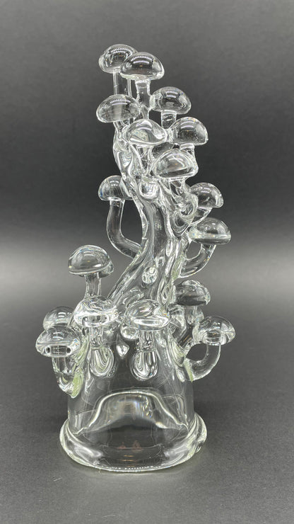 TALL CLEAR GLASS MUSHROOM SCULPTURE glass art - premium handcrafted piece