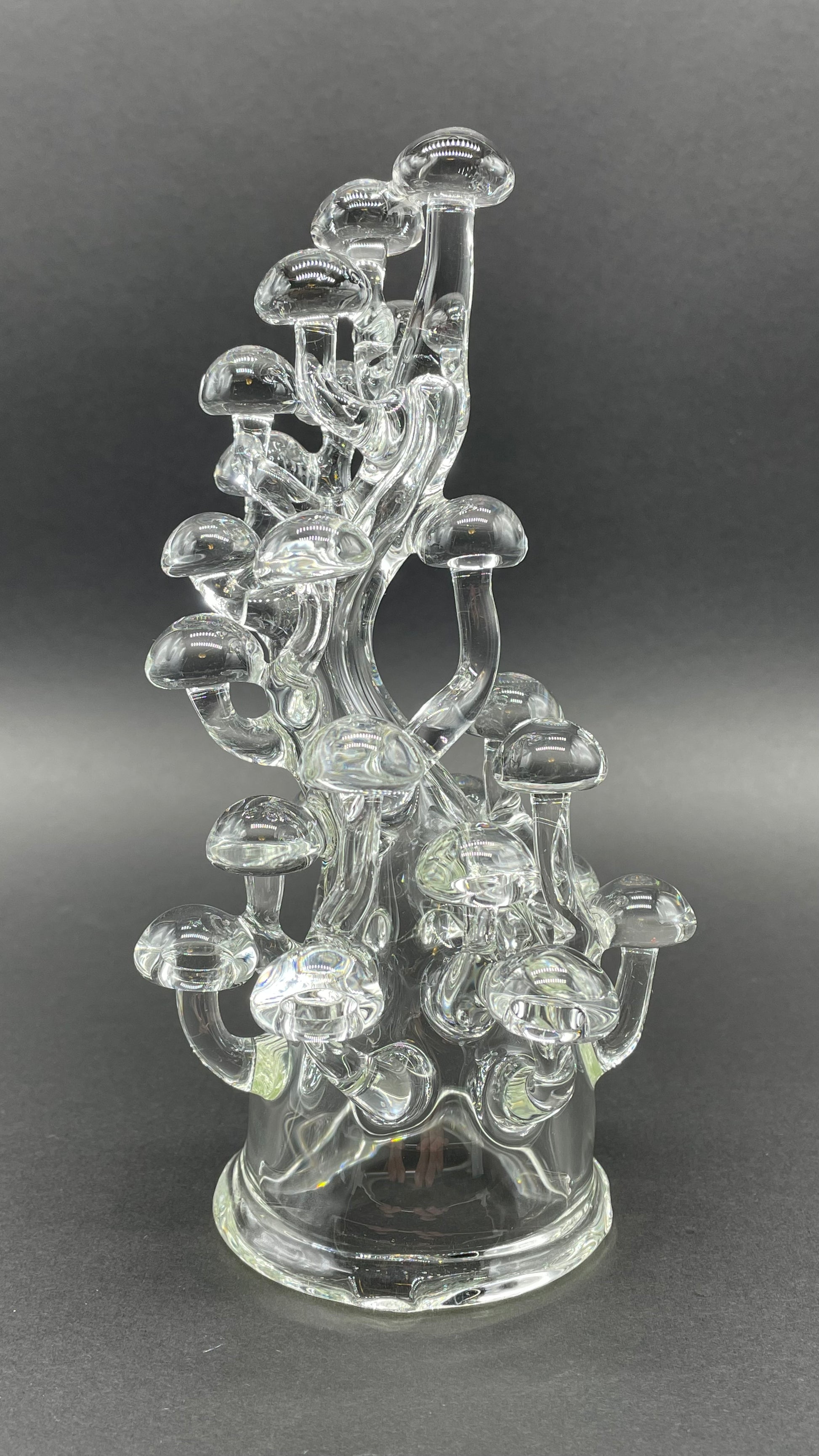 Leviathan Glass TALL CLEAR GLASS MUSHROOM SCULPTURE - hand-blown art