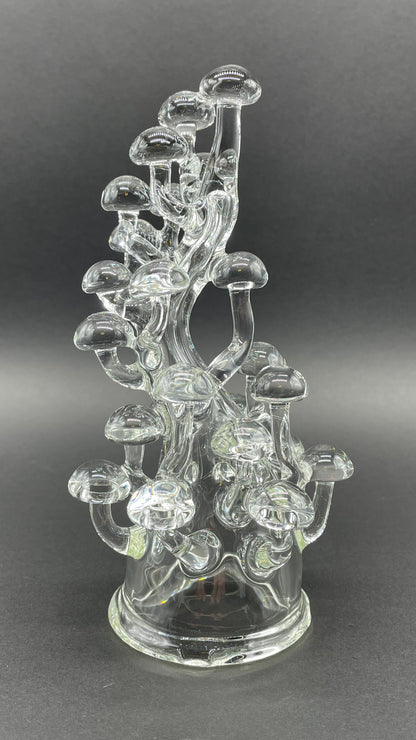 Leviathan Glass TALL CLEAR GLASS MUSHROOM SCULPTURE - hand-blown art