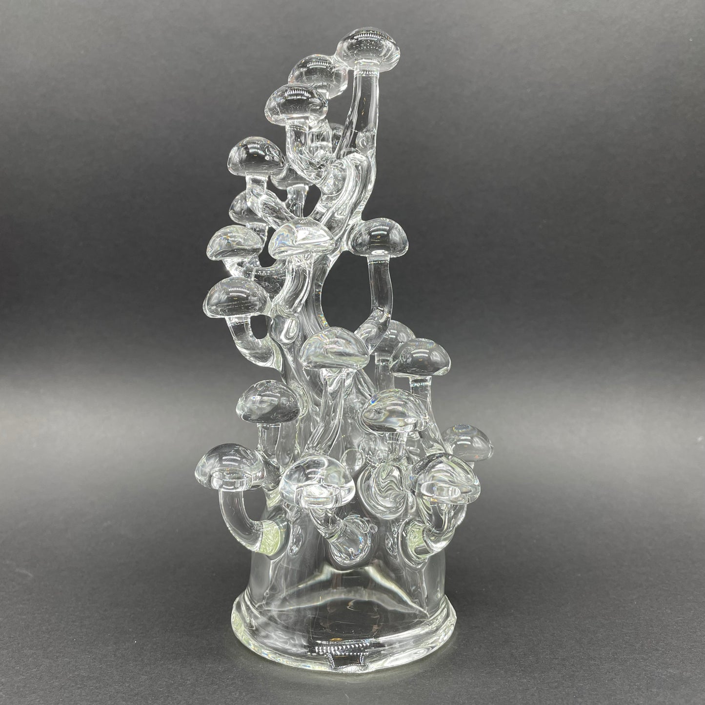 Premium TALL CLEAR GLASS MUSHROOM SCULPTURE - collectible glass art