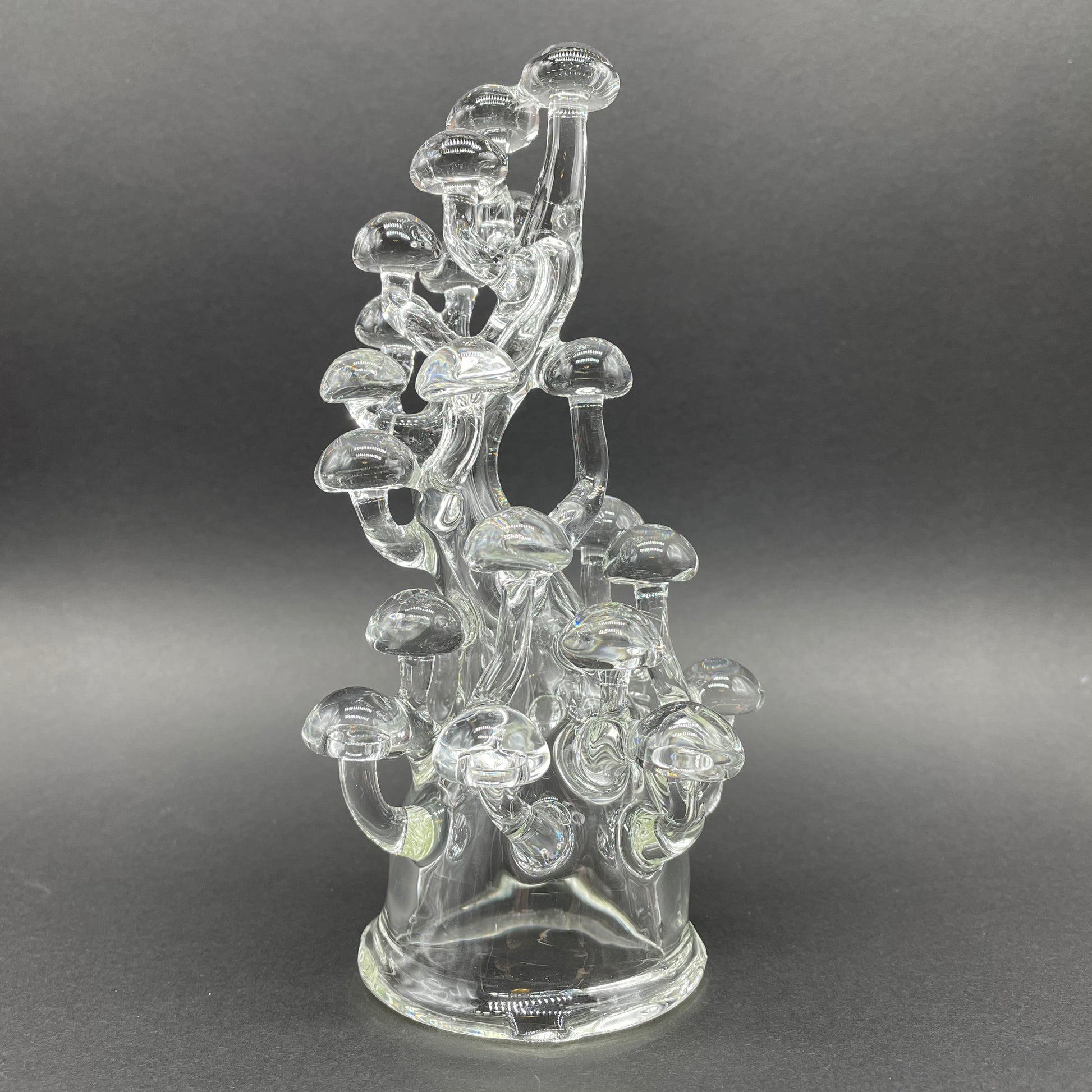 Premium TALL CLEAR GLASS MUSHROOM SCULPTURE - collectible glass art