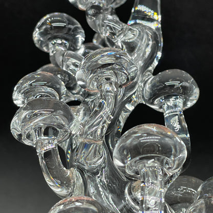 TALL CLEAR GLASS MUSHROOM SCULPTURE by Leviathan Glass - artisan detail