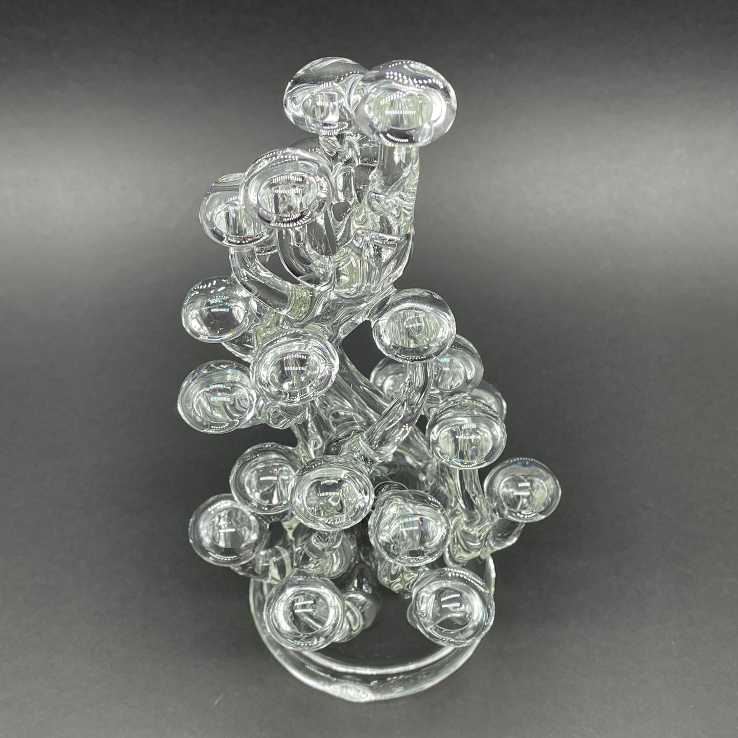 Artisan glass TALL CLEAR GLASS MUSHROOM SCULPTURE - detailed craftsmanship