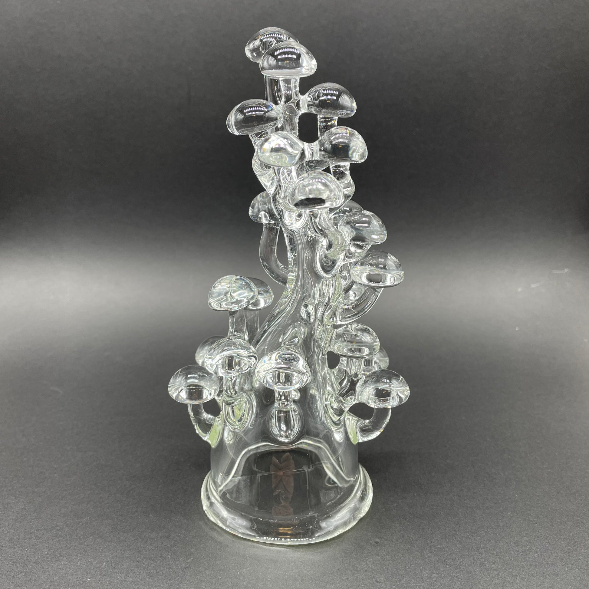 Hand-blown TALL CLEAR GLASS MUSHROOM SCULPTURE - Leviathan Glass original