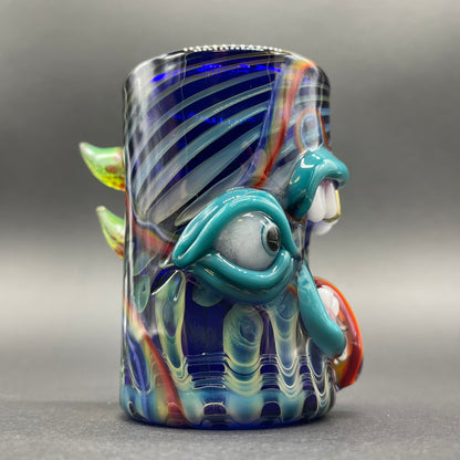 Leviathan Glass Screaming rainbow tongue shot glass - hand-blown art