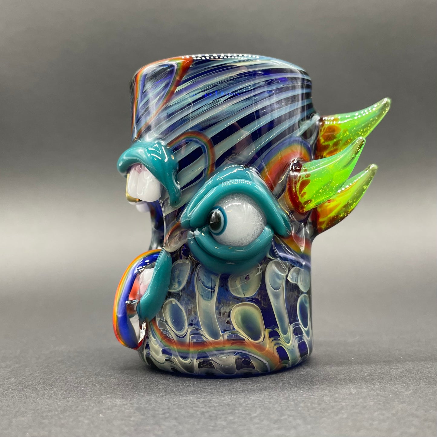 Screaming rainbow tongue shot glass glass art - premium handcrafted piece