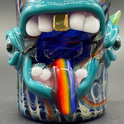 Premium Screaming rainbow tongue shot glass - collectible glass art