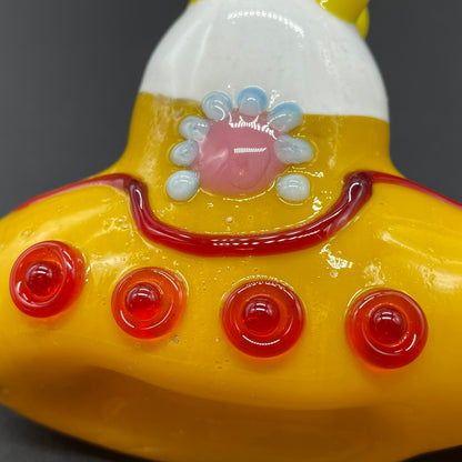 Artisan glass glass yellow submarine ornament - detailed craftsmanship