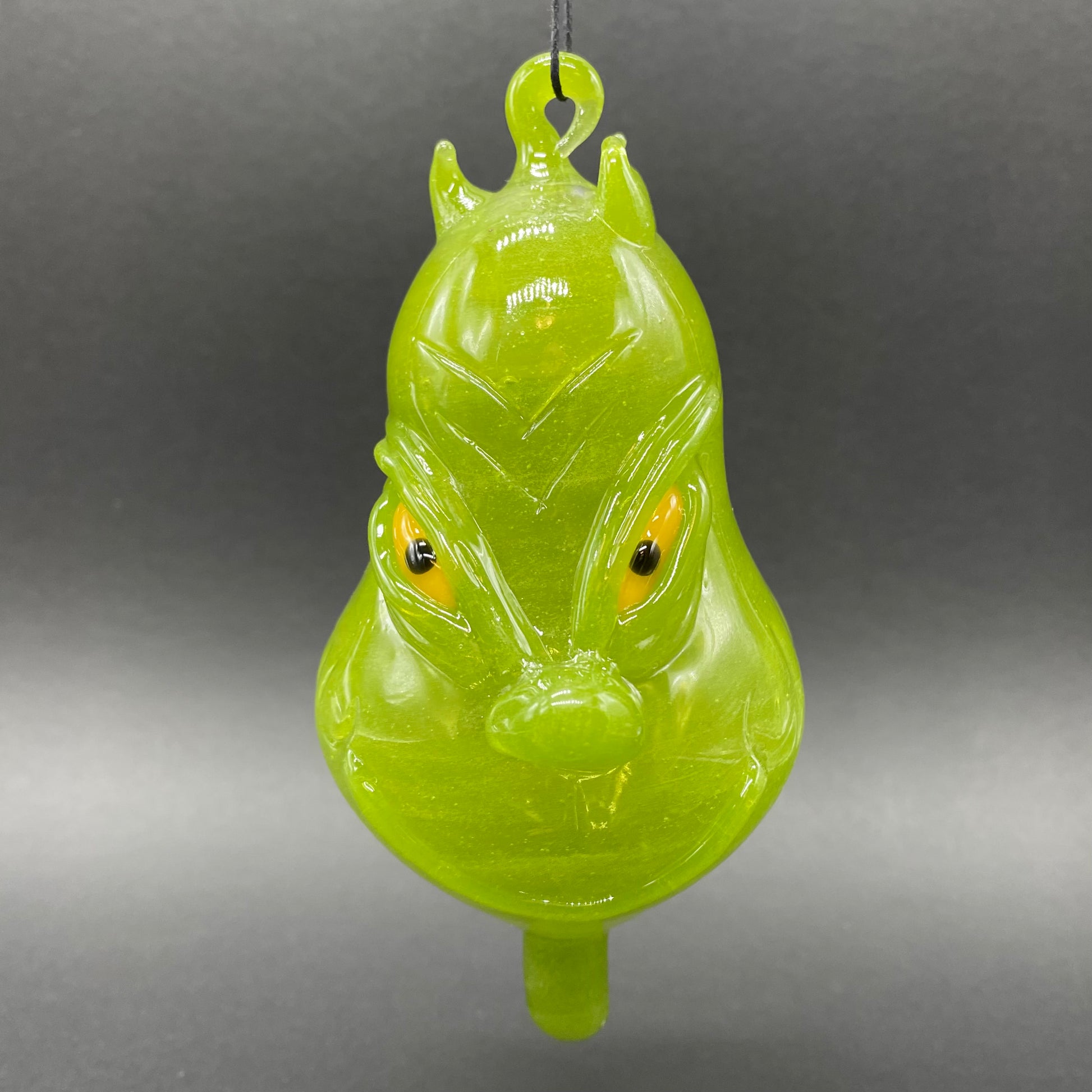 The Grinch detail view - premium glass art
