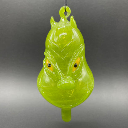 The Grinch detail view - premium glass art