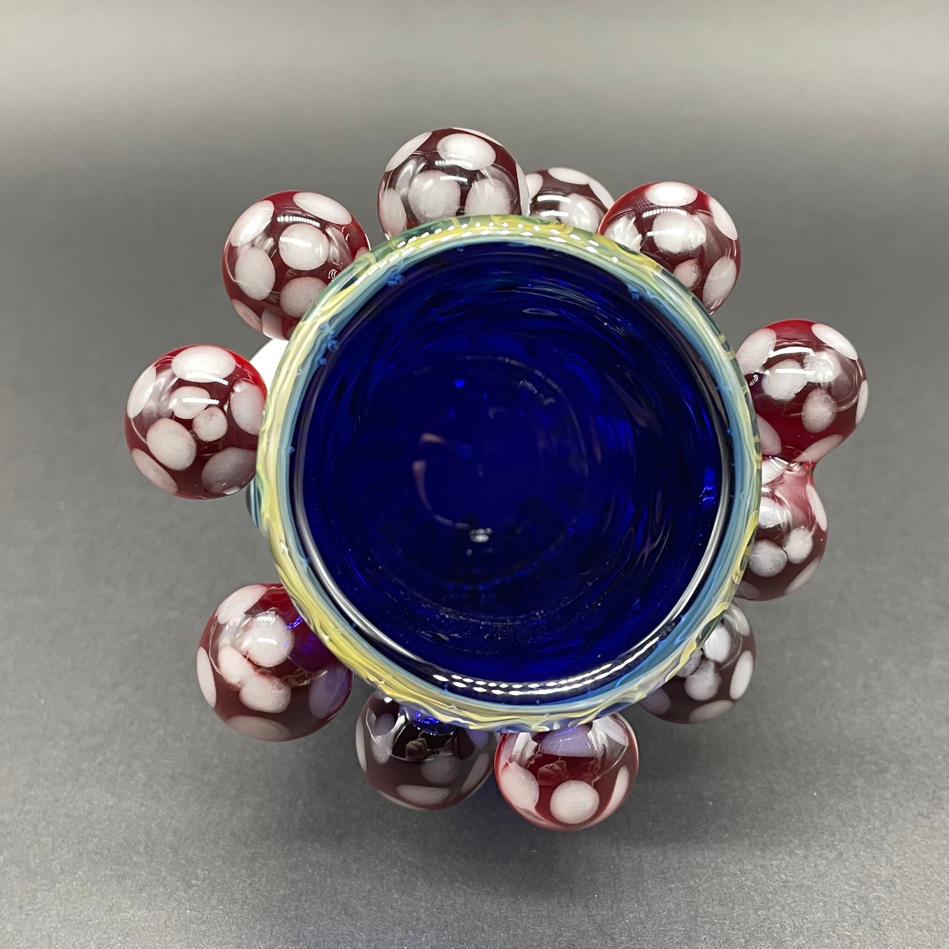 Hand-blown Red mushroom shot glass - Leviathan Glass original