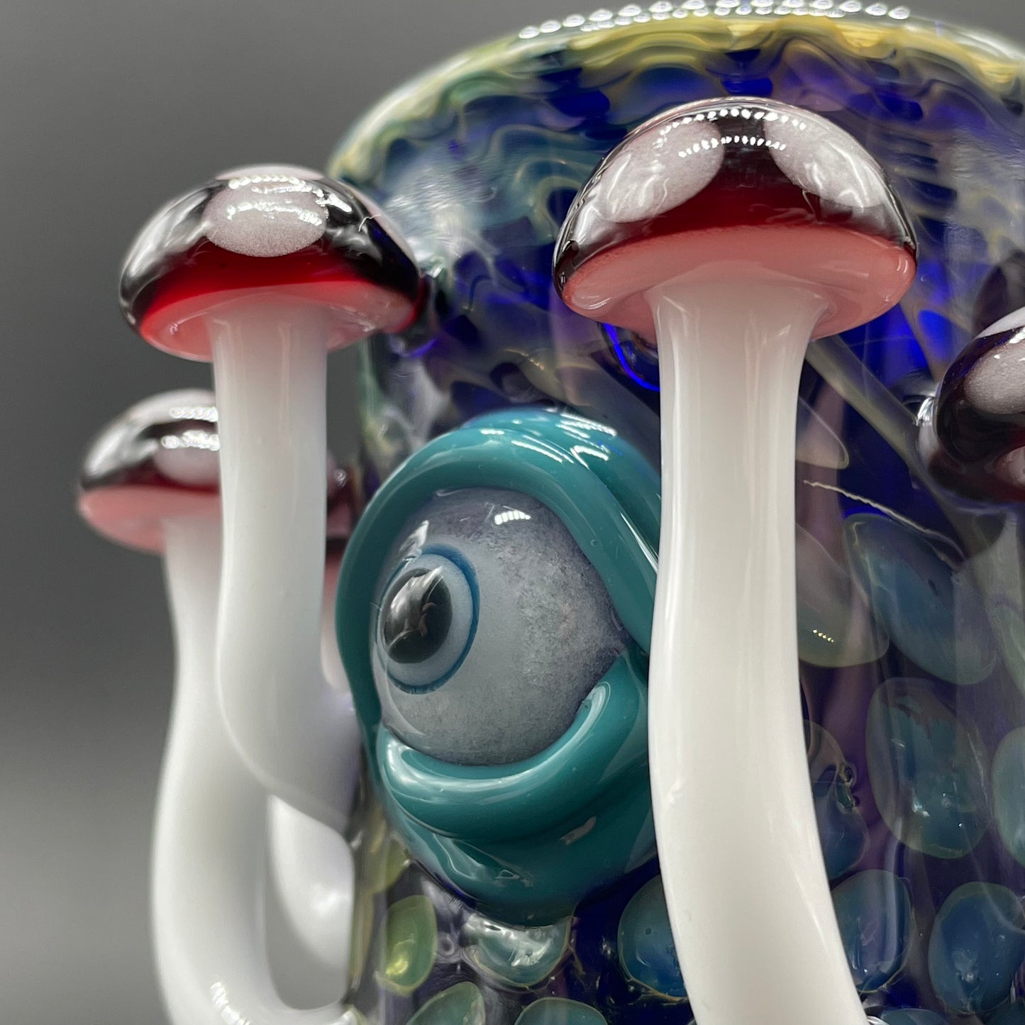 Red mushroom shot glass glass art - premium handcrafted piece