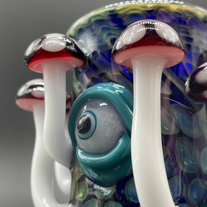 Red mushroom shot glass glass art - premium handcrafted piece