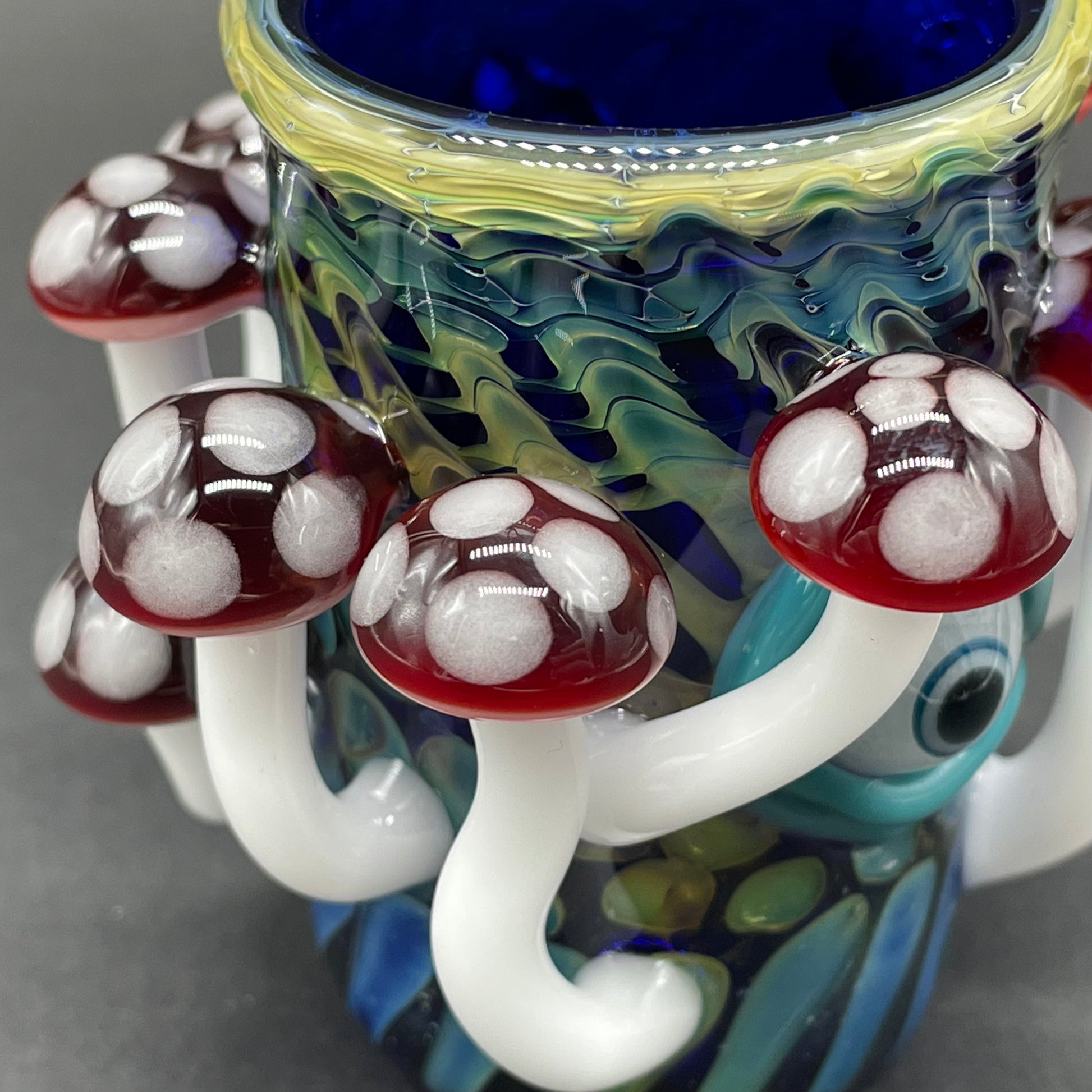 Premium Red mushroom shot glass - collectible glass art