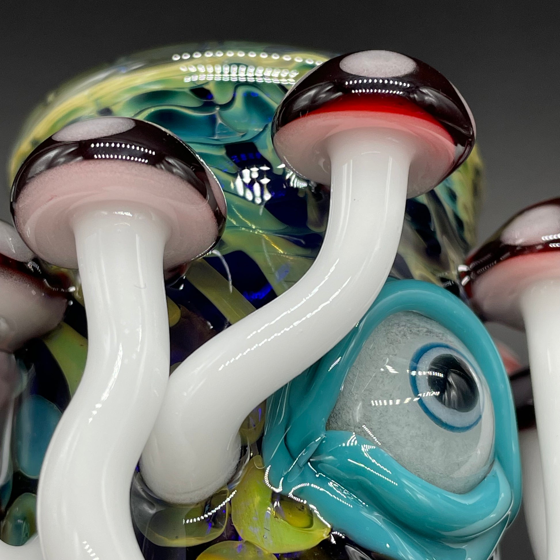 Leviathan Glass Red mushroom shot glass - hand-blown art
