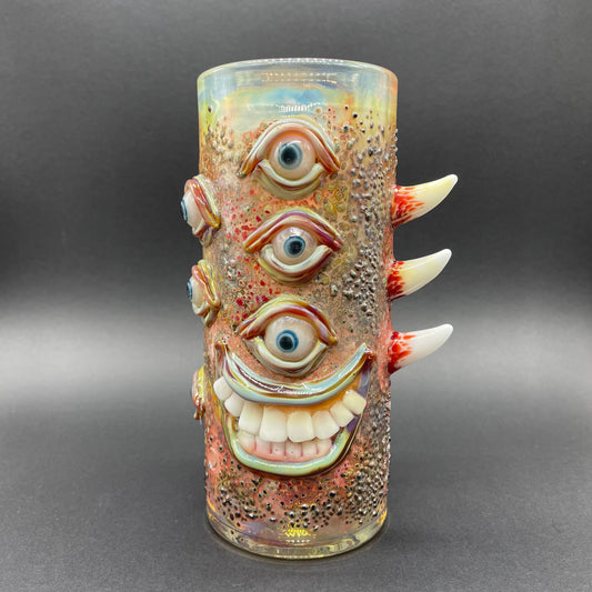 Hand-blown glass pint glass by Leviathan Glass