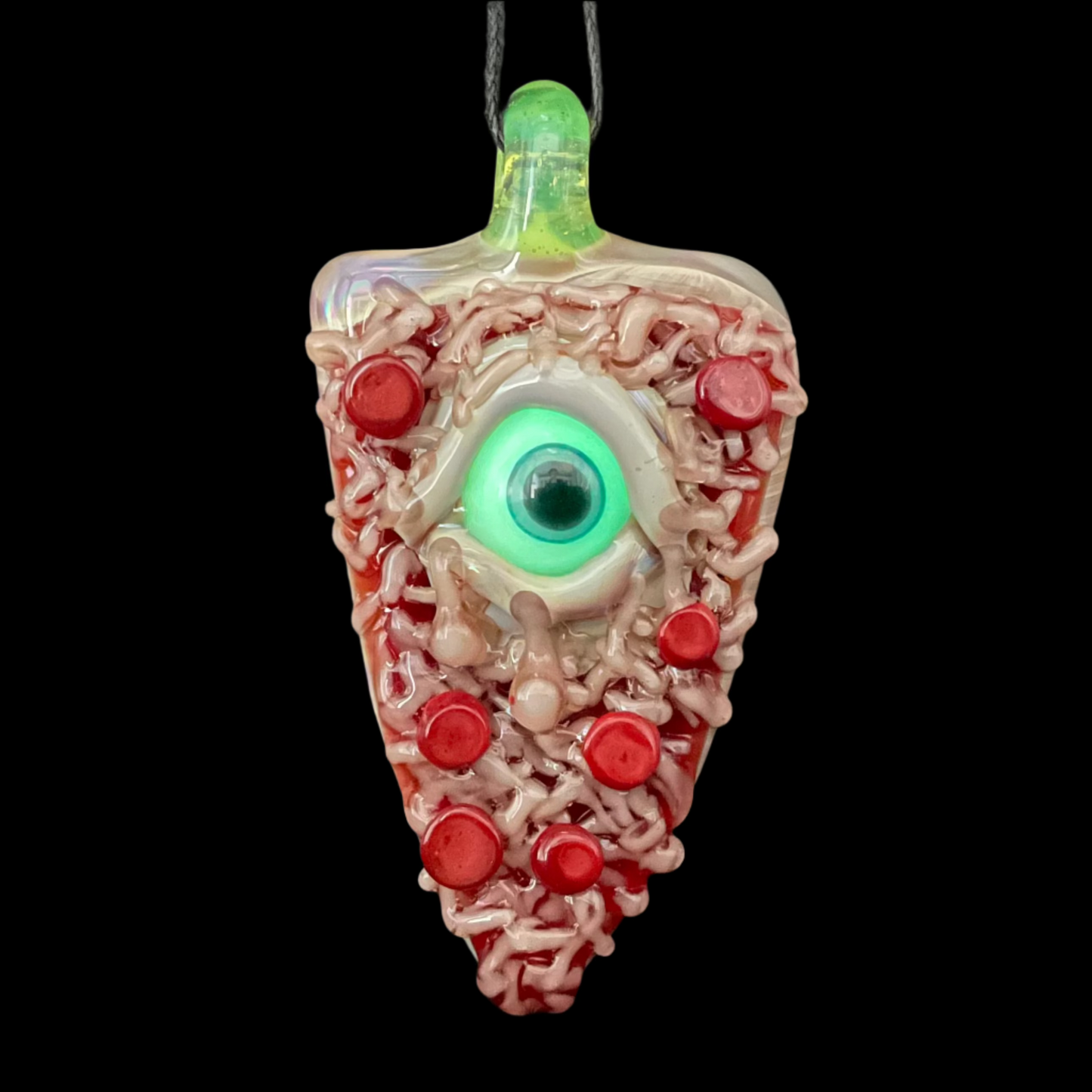 glass Pizza pendant craftsmanship - artisan glass work