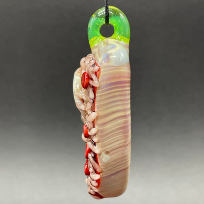 Artisan glass glass Pizza pendant - detailed craftsmanship