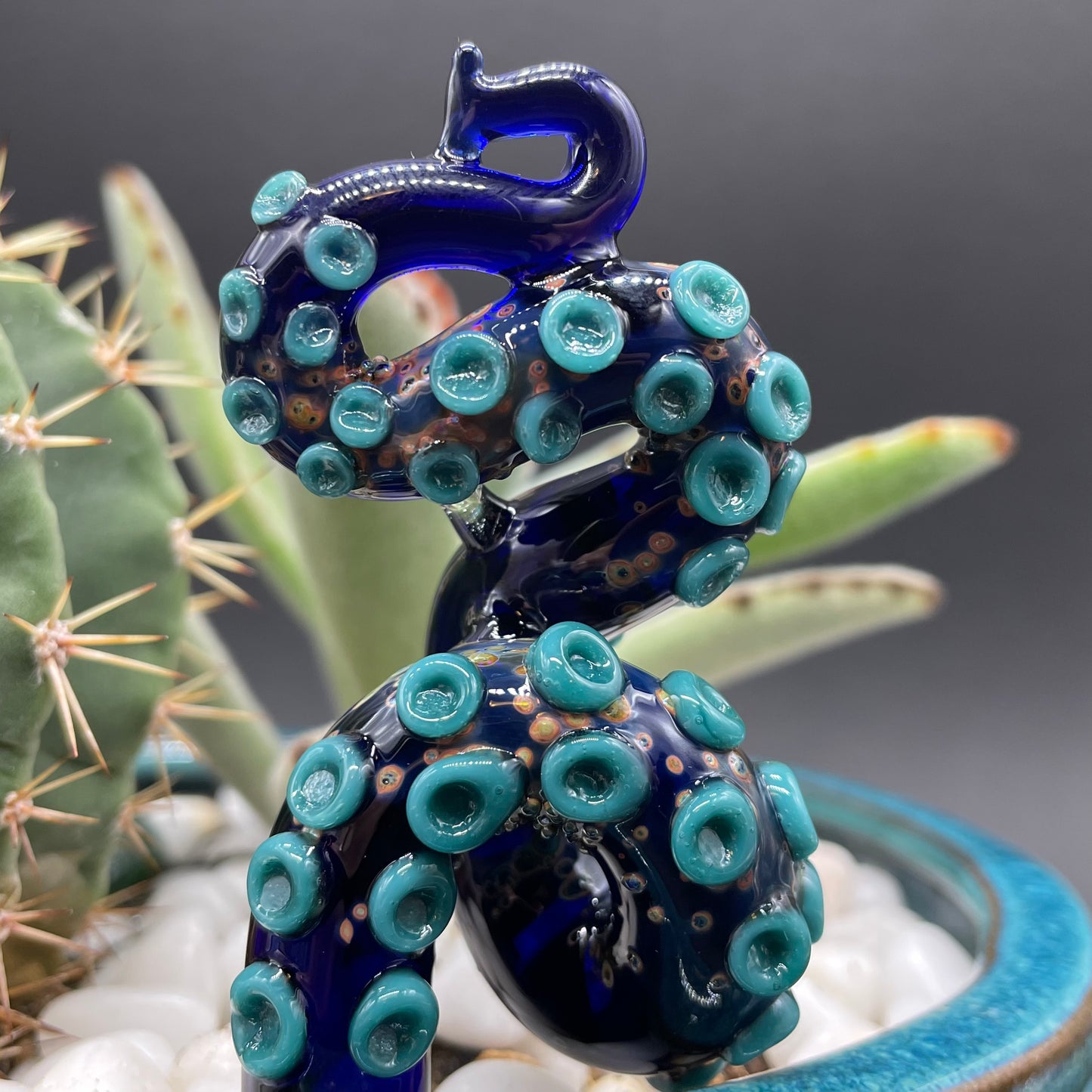 Close-up of tentacle plant decoration - handcrafted glass