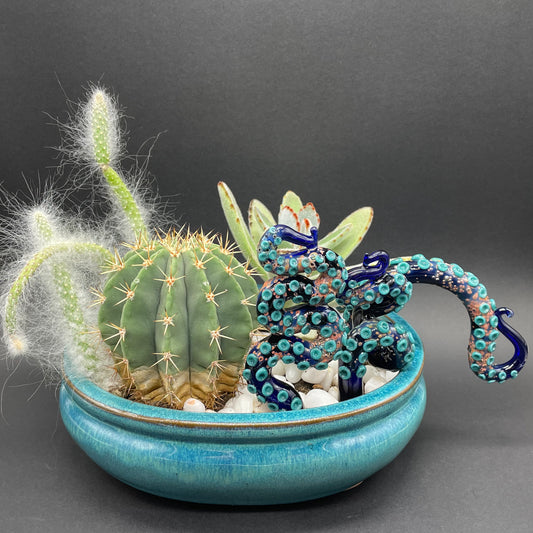 Hand-blown glass tentacle plant decoration by Leviathan Glass