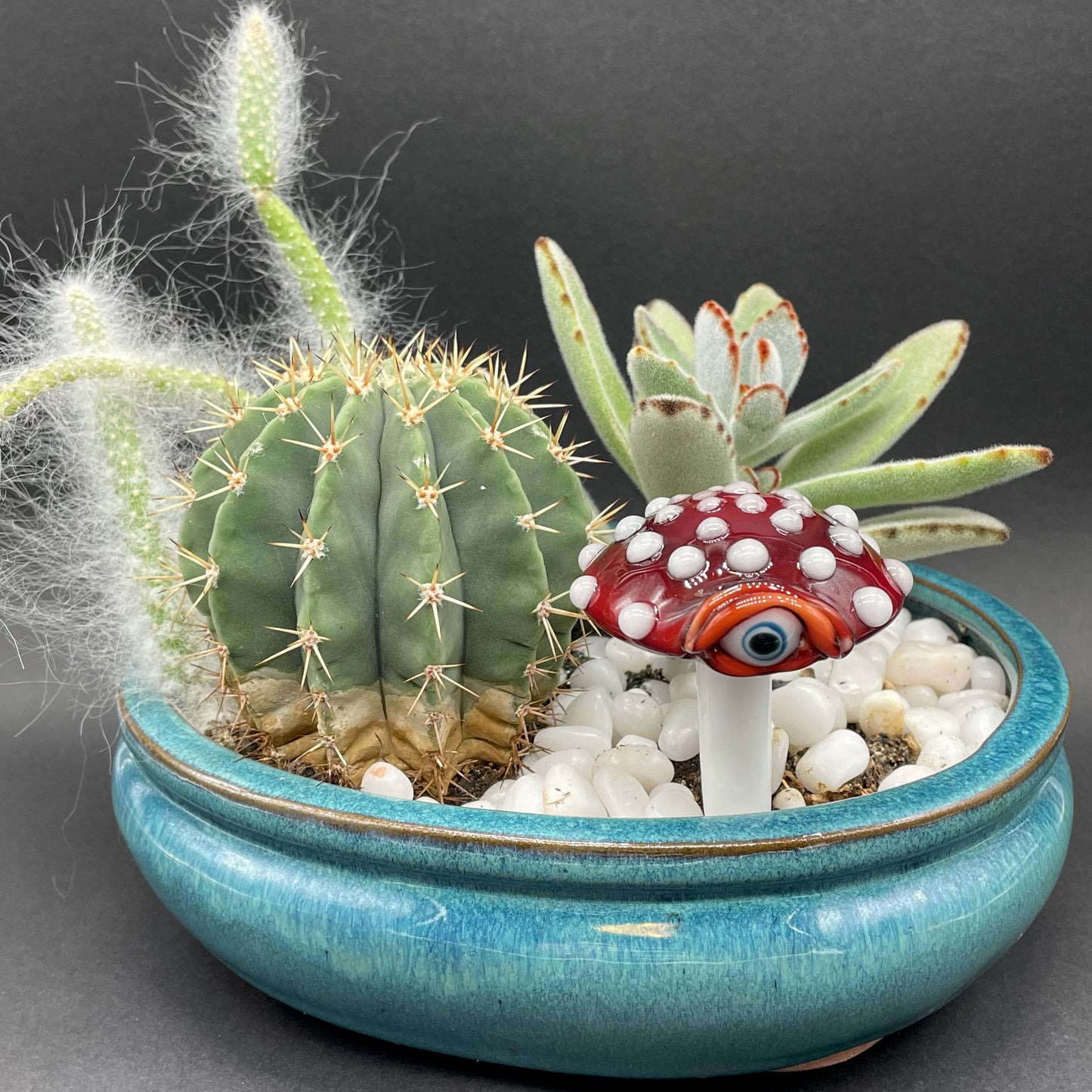 Hand-blown glass Mushroom plant decoration by Leviathan Glass