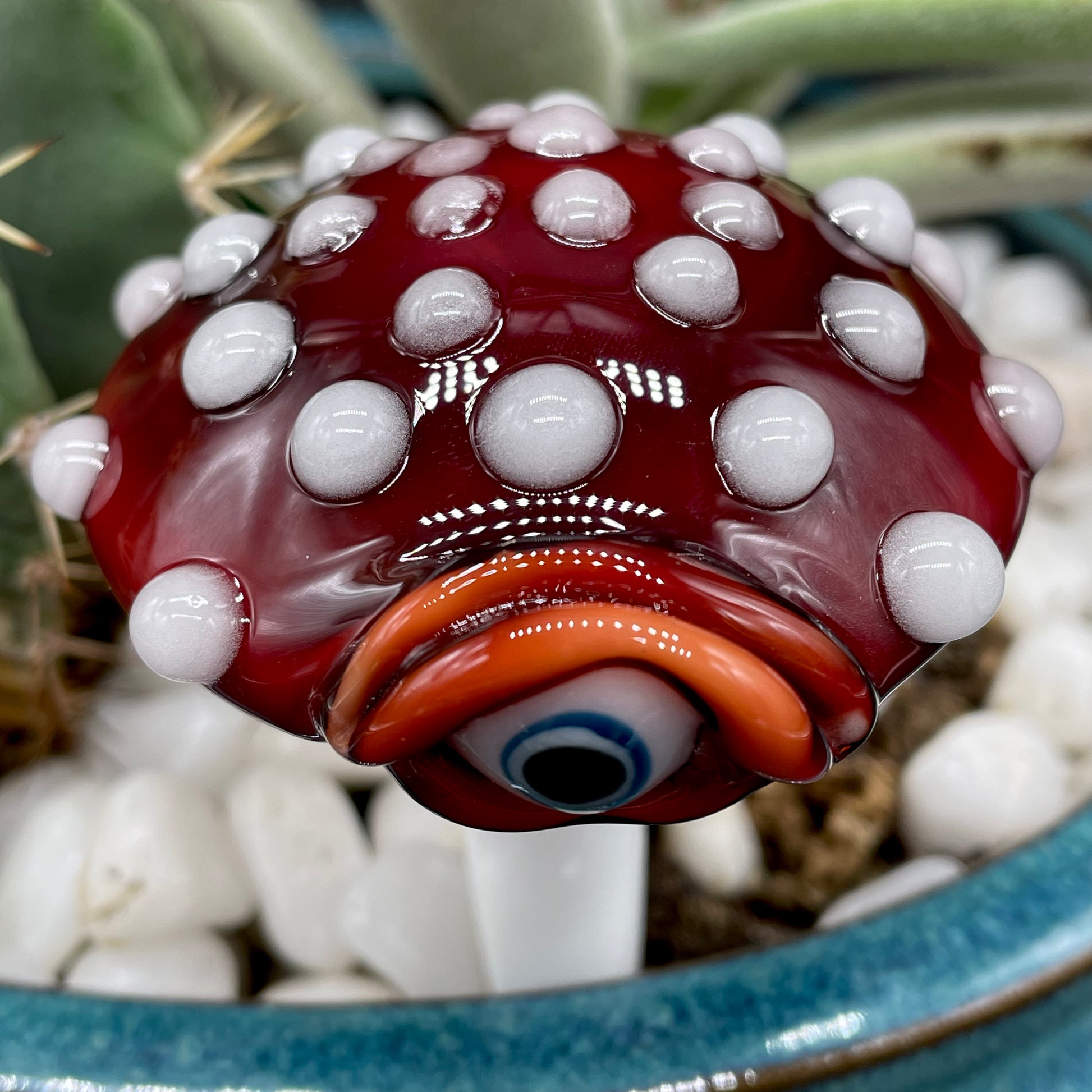 Close-up of Mushroom plant decoration - handcrafted glass