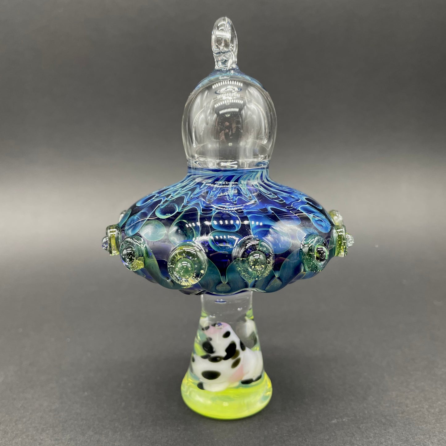Hand-blown glass Alien Abduction Ornament (Cow) by Leviathan Glass