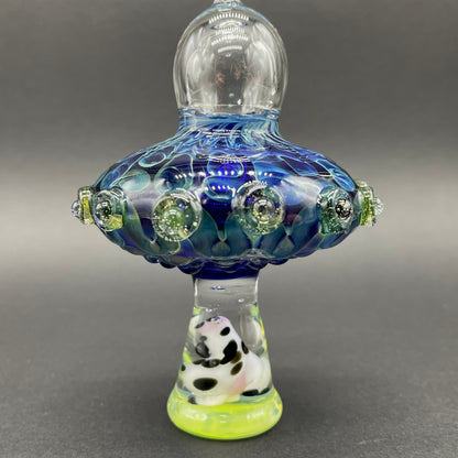 Alien Abduction Ornament (Cow) detail view - premium glass art