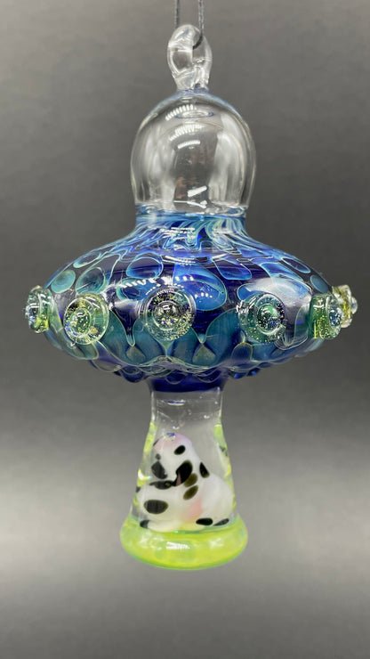 Hand-blown Alien Abduction Ornament (Cow) - Leviathan Glass original