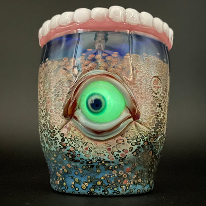 Artisan glass Hangry tea cup - detailed craftsmanship