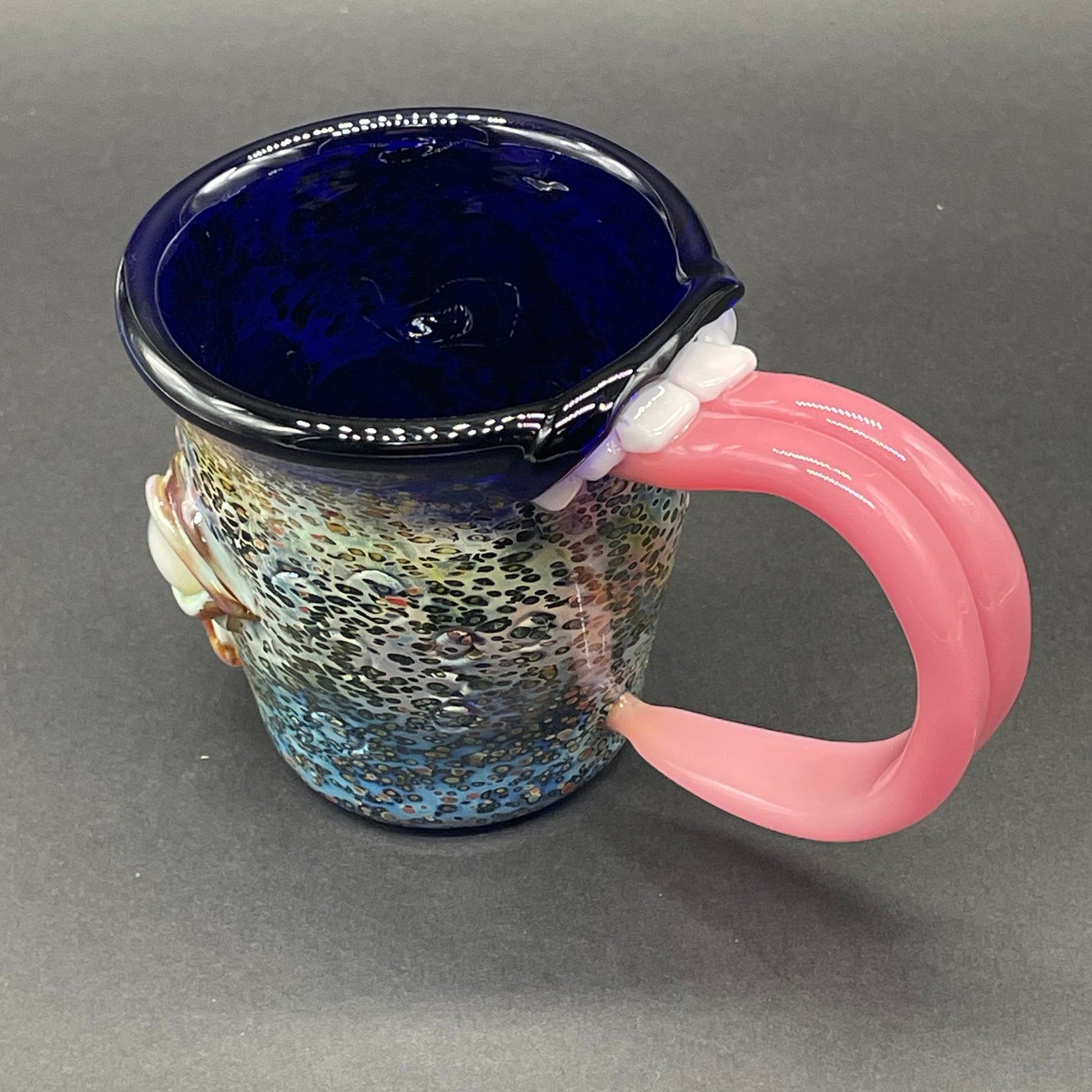 Close-up of Blown Glass Tasty tea cup - handcrafted glass