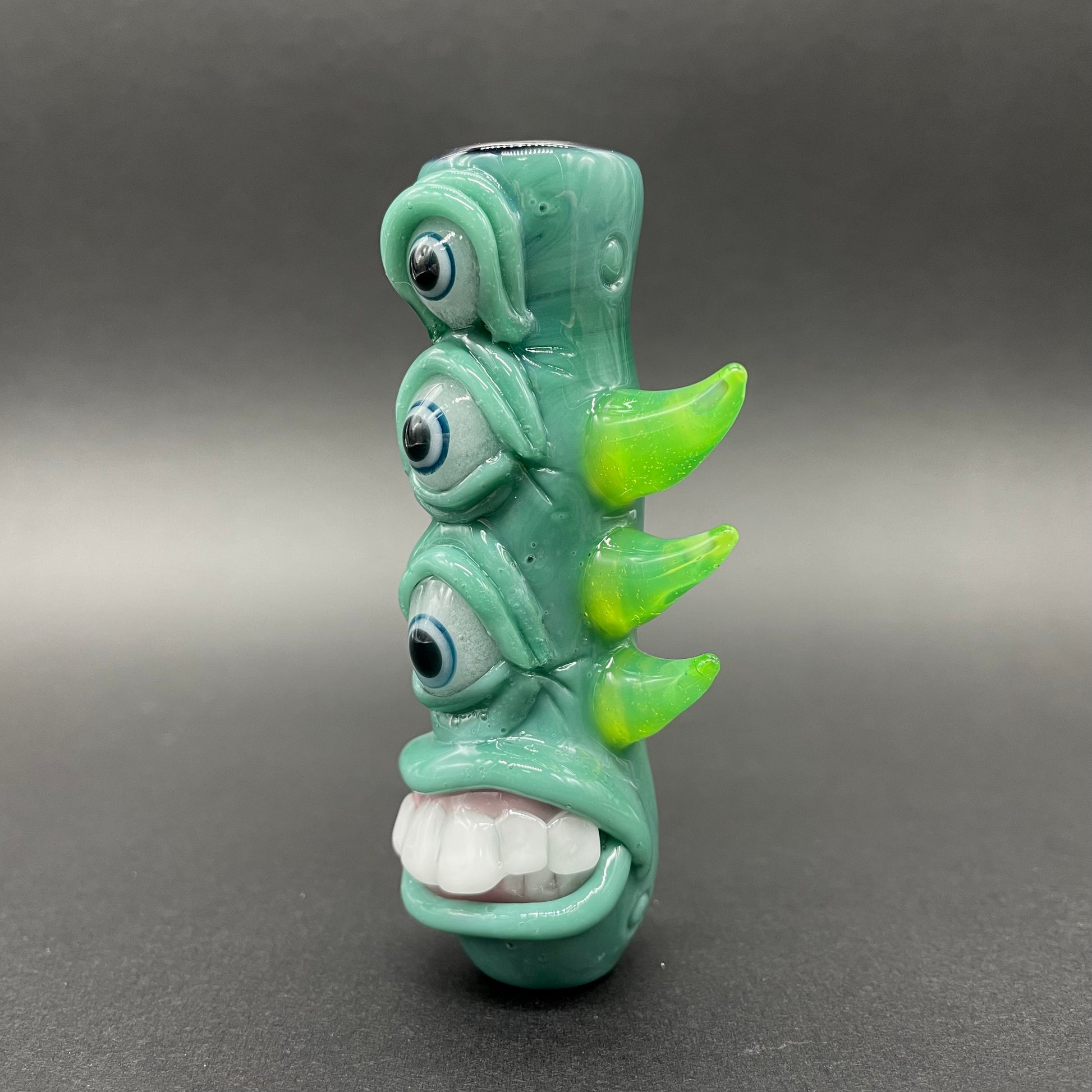 Triclops Chillum detail view - premium glass art