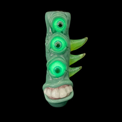 Hand-blown Triclops Chillum - Leviathan Glass original