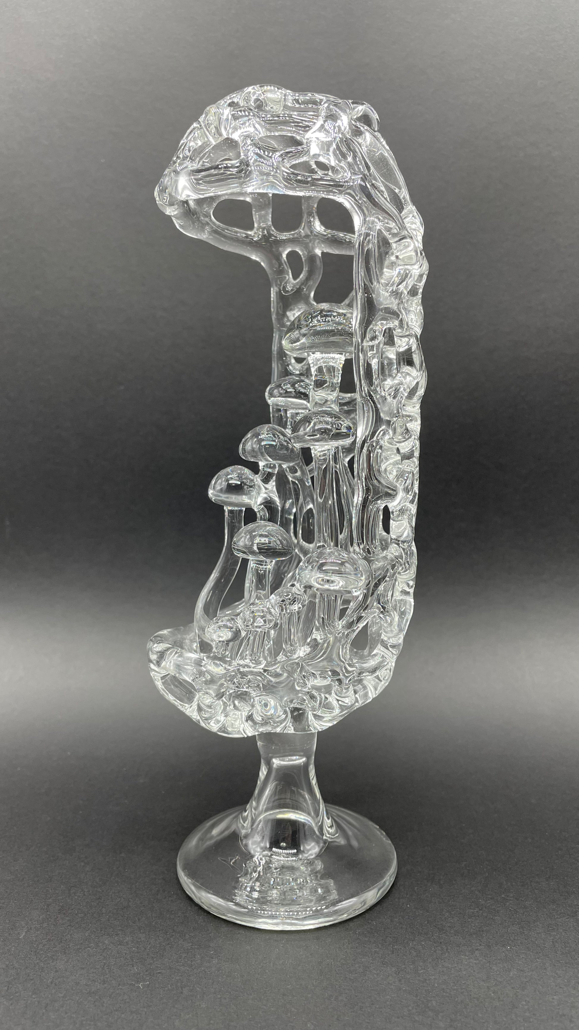 Hand-blown glass Collaboration Mushroom sculpture by Leviathan Glass
