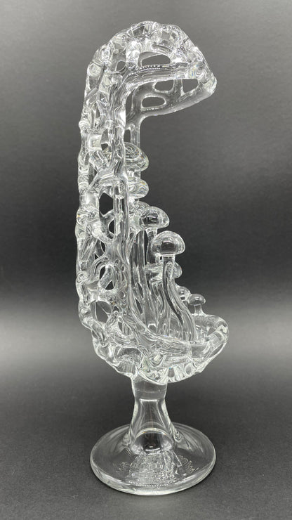 Close-up of Collaboration Mushroom sculpture - handcrafted glass