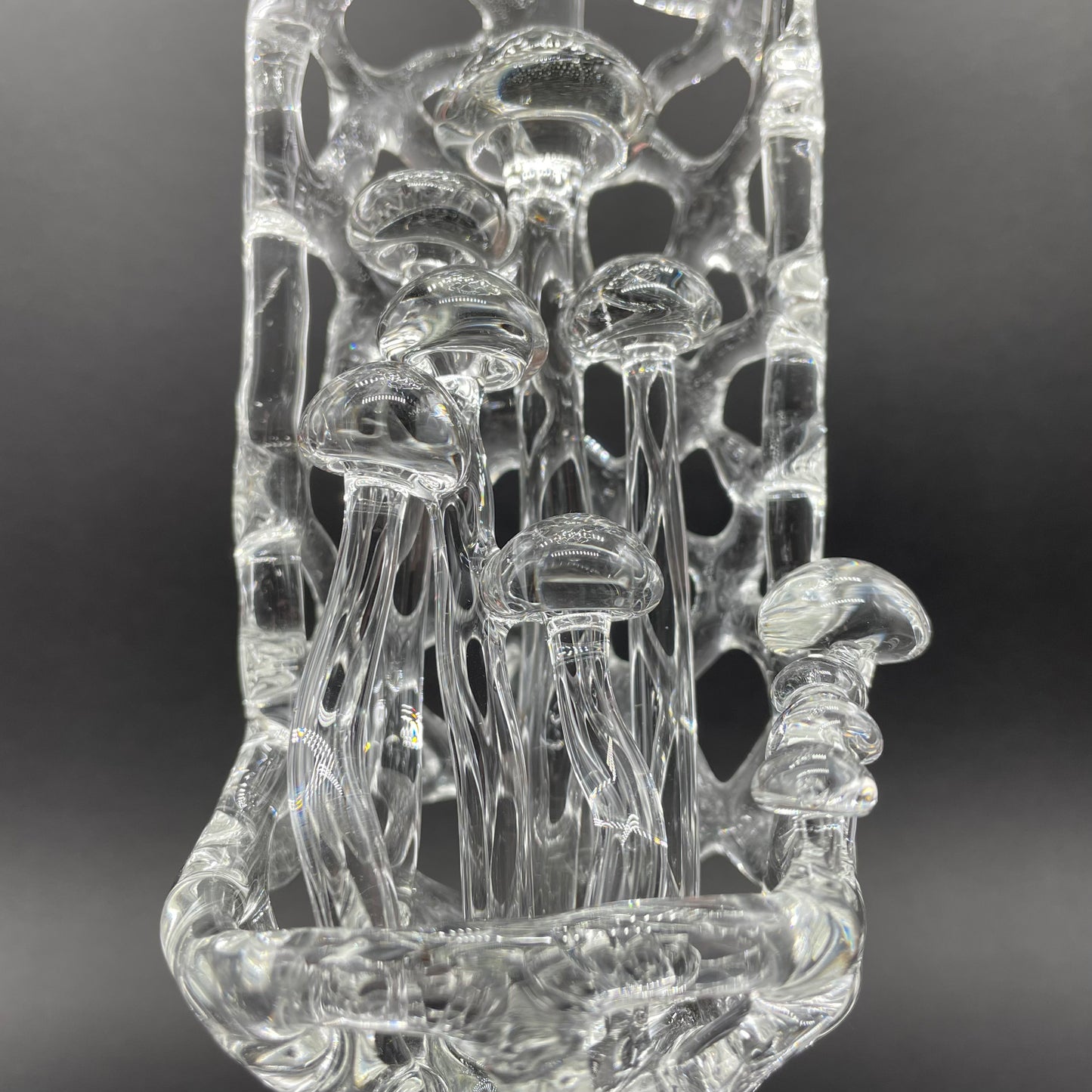 Collaboration Mushroom sculpture by Leviathan Glass - artisan detail