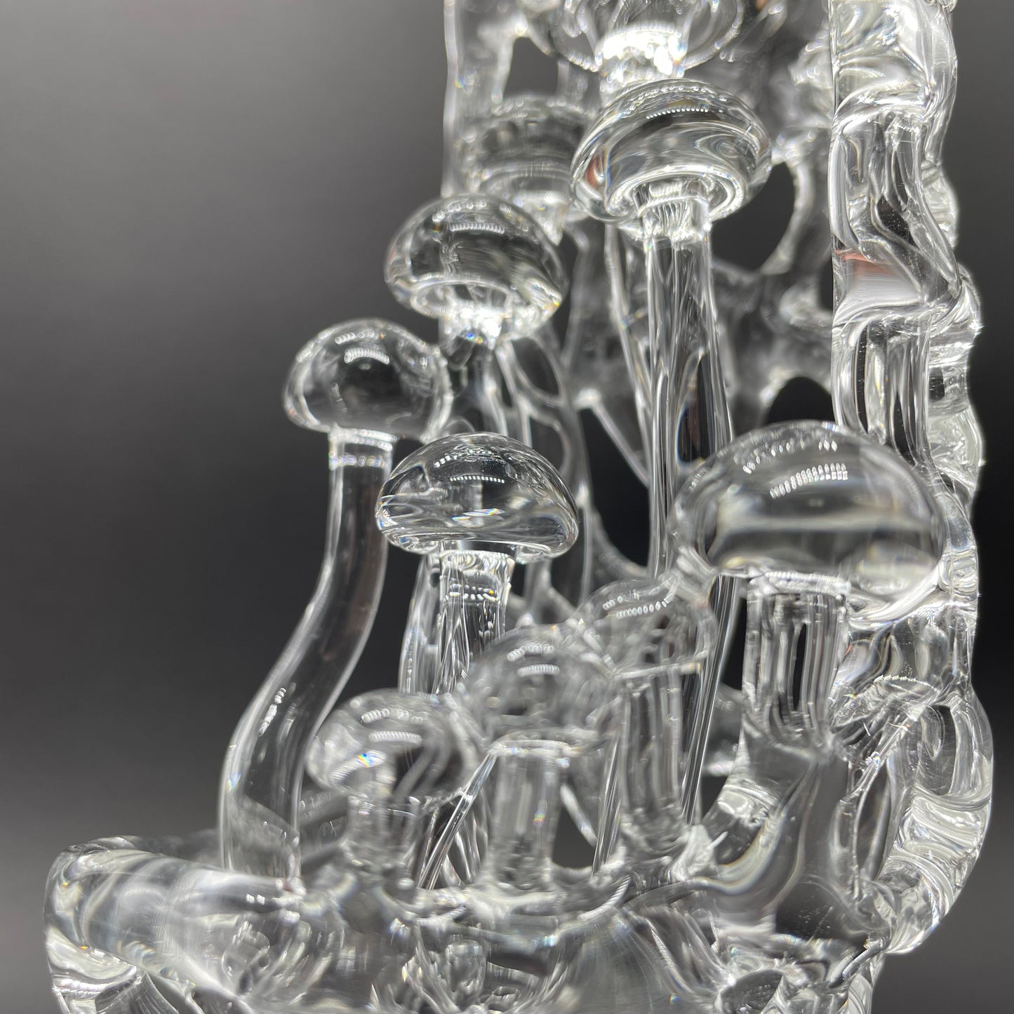 Artisan glass Collaboration Mushroom sculpture - detailed craftsmanship