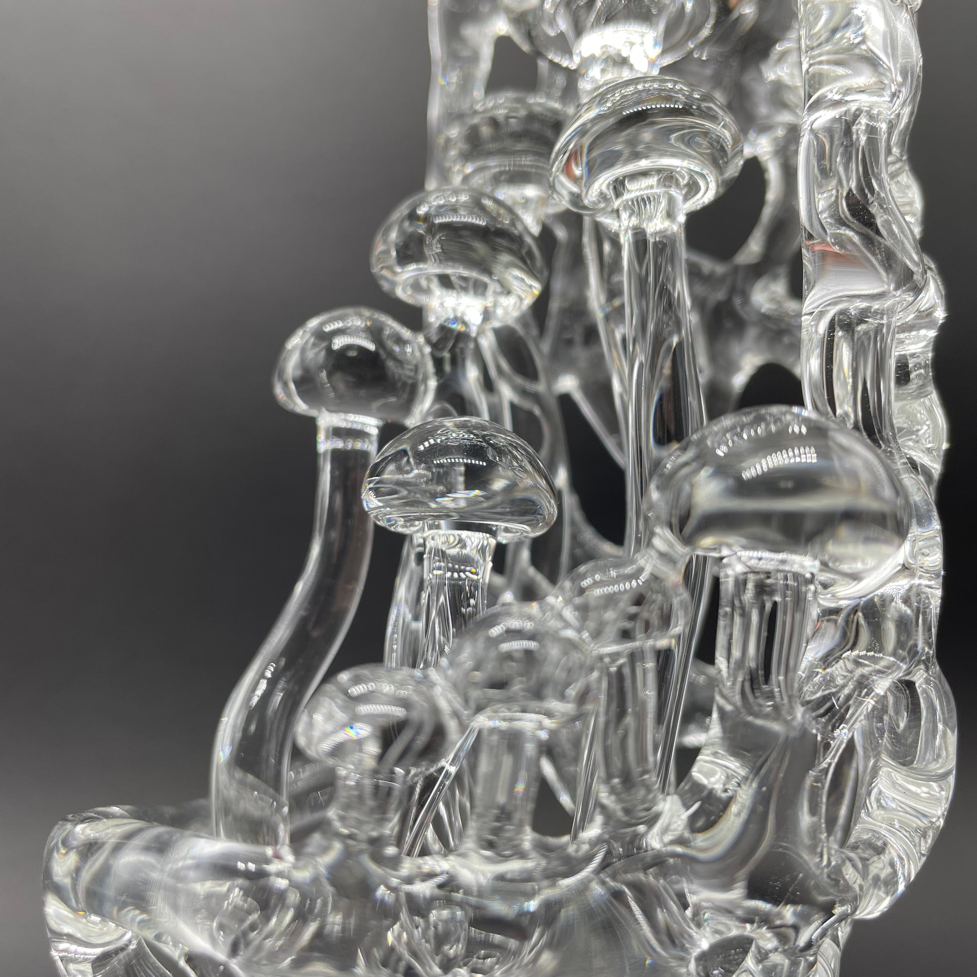 Artisan glass Collaboration Mushroom sculpture - detailed craftsmanship