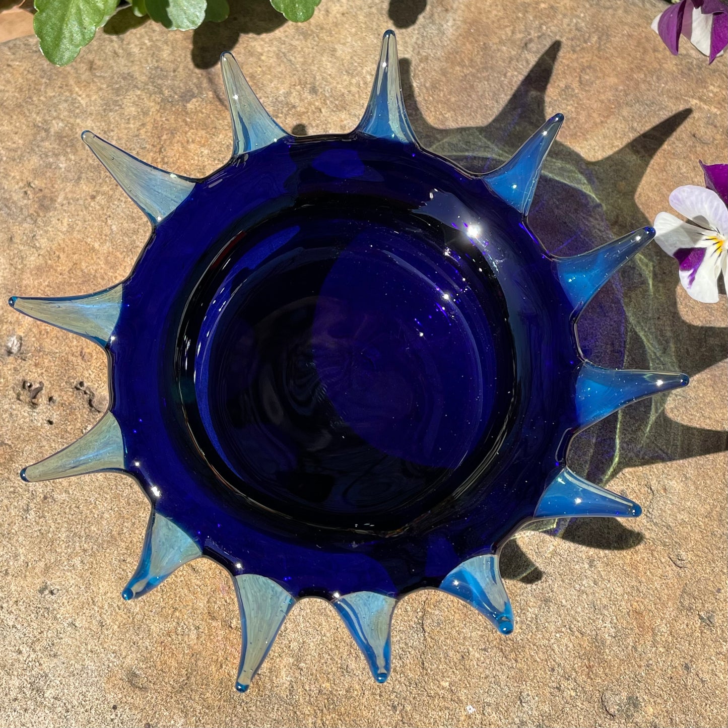 Spiny ashtray detail view - premium glass art