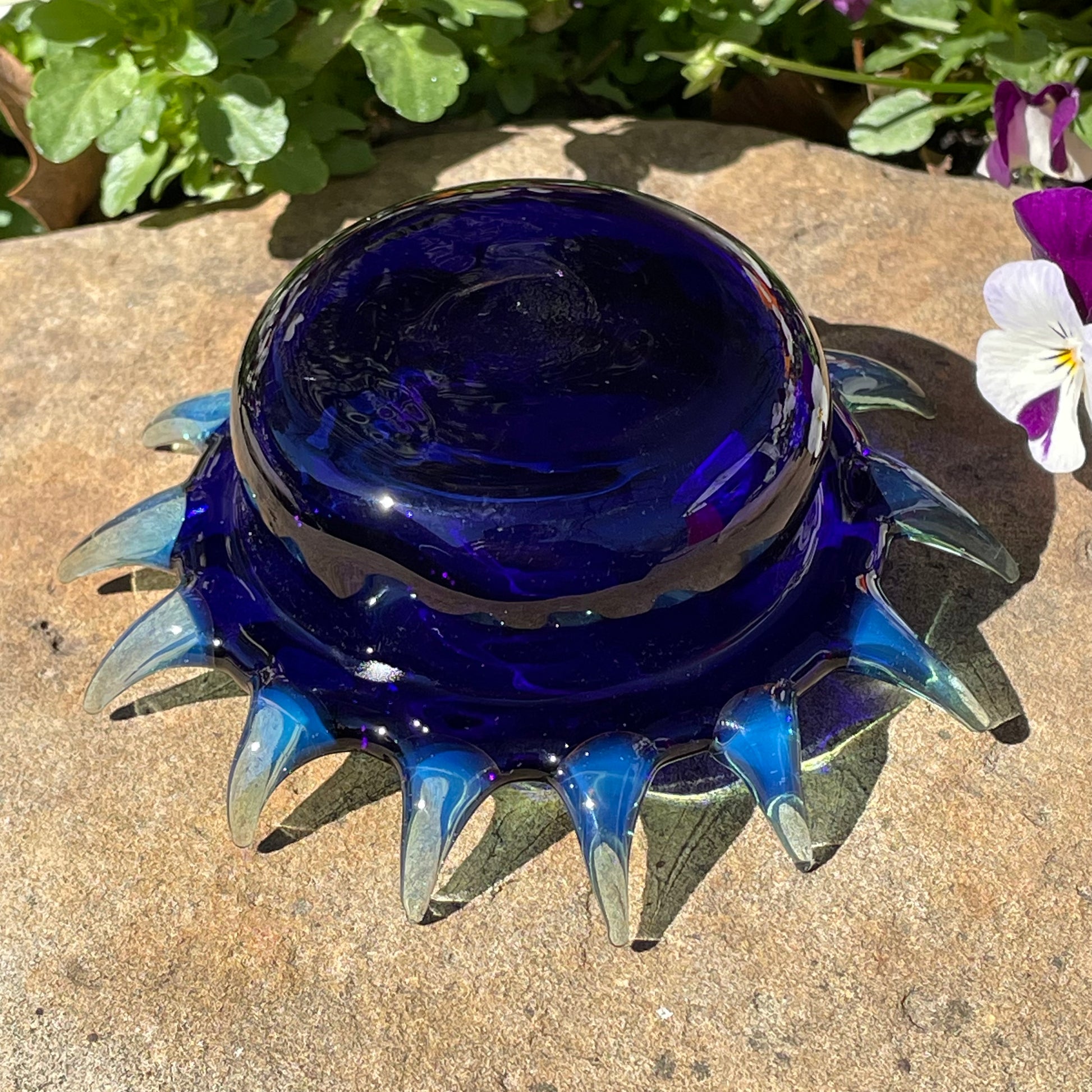 Hand-blown Spiny ashtray - Leviathan Glass original