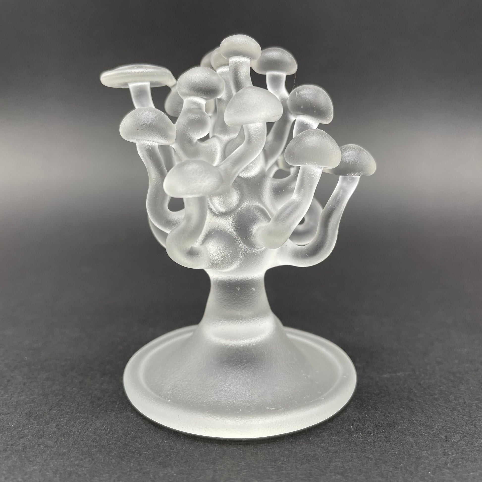 Hand-blown glass small glass mushroom sculpture by Leviathan Glass